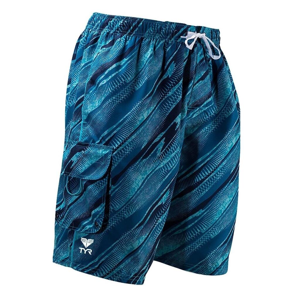 Med TYR Blue Surf Board Shorts Easy Riv Rider Challenger Swimwear Trunks NWT